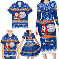 Personalised Marshall Islands Christmas Family Matching Long Sleeve Bodycon Dress and Hawaiian Shirt Santa Claus and Coat of Arms Mix Polynesian Xmas Style LT03 - Polynesian Pride