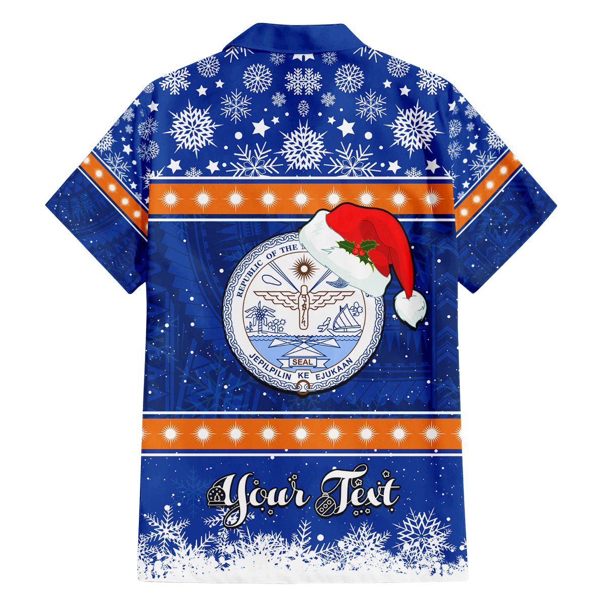 Personalised Marshall Islands Christmas Family Matching Tank Maxi Dress and Hawaiian Shirt Santa Claus and Coat of Arms Mix Polynesian Xmas Style LT03 - Polynesian Pride