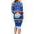 Personalised Marshall Islands Christmas Long Sleeve Bodycon Dress Santa Claus and Coat of Arms Mix Polynesian Xmas Style LT03 - Polynesian Pride