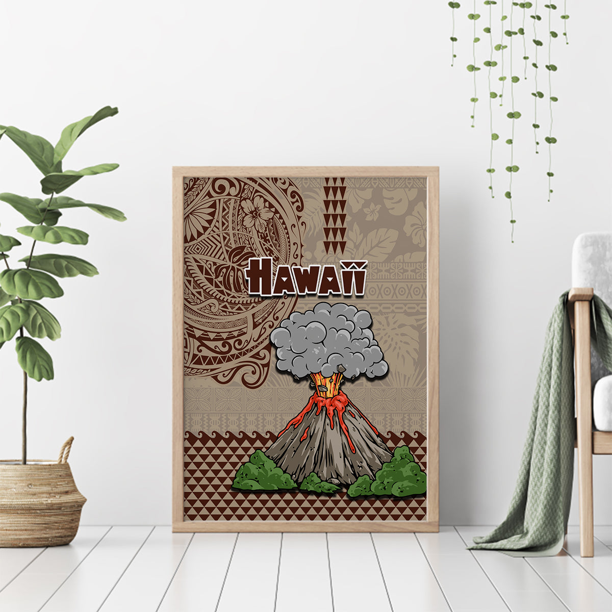 Hawaii Canvas Wall Art Aloha Volcano Mix Kakau Hawaiian Tribal LT03 - Polynesian Pride