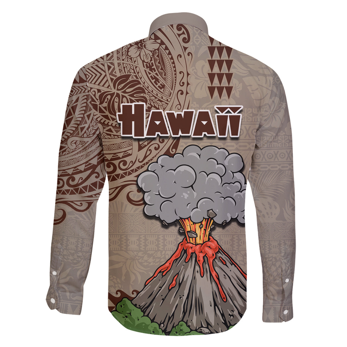 Hawaii Family Matching Tank Maxi Dress and Hawaiian Shirt Aloha Volcano Mix Kakau Hawaiian Tribal LT03 - Polynesian Pride