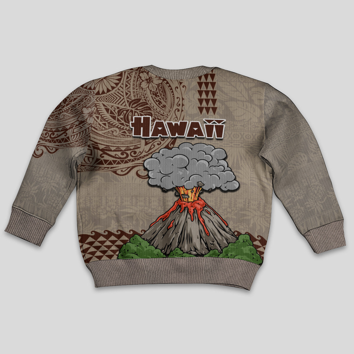 Hawaii Kid Ugly Christmas Sweater Aloha Volcano Mix Kakau Hawaiian Tribal LT03 - Polynesian Pride