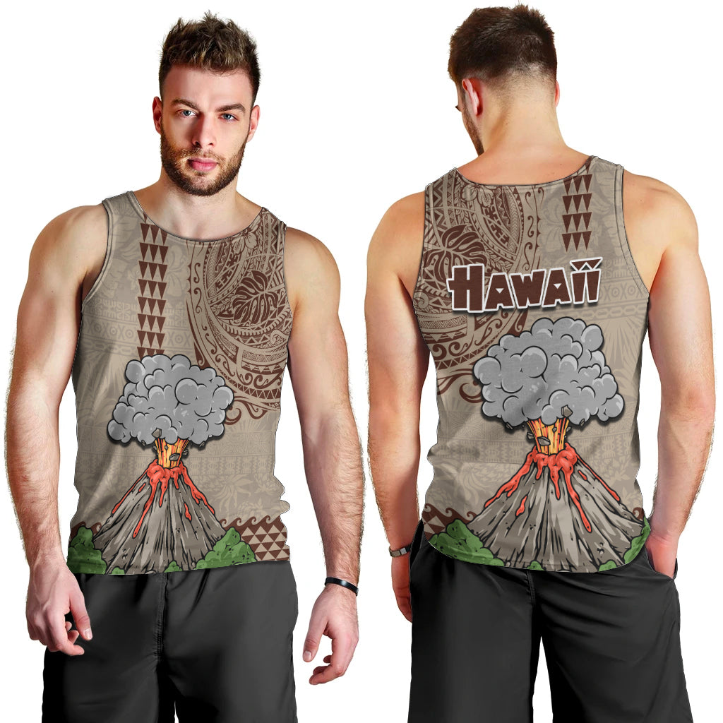 Hawaii Men Tank Top Aloha Volcano Mix Kakau Hawaiian Tribal LT03 - Polynesian Pride