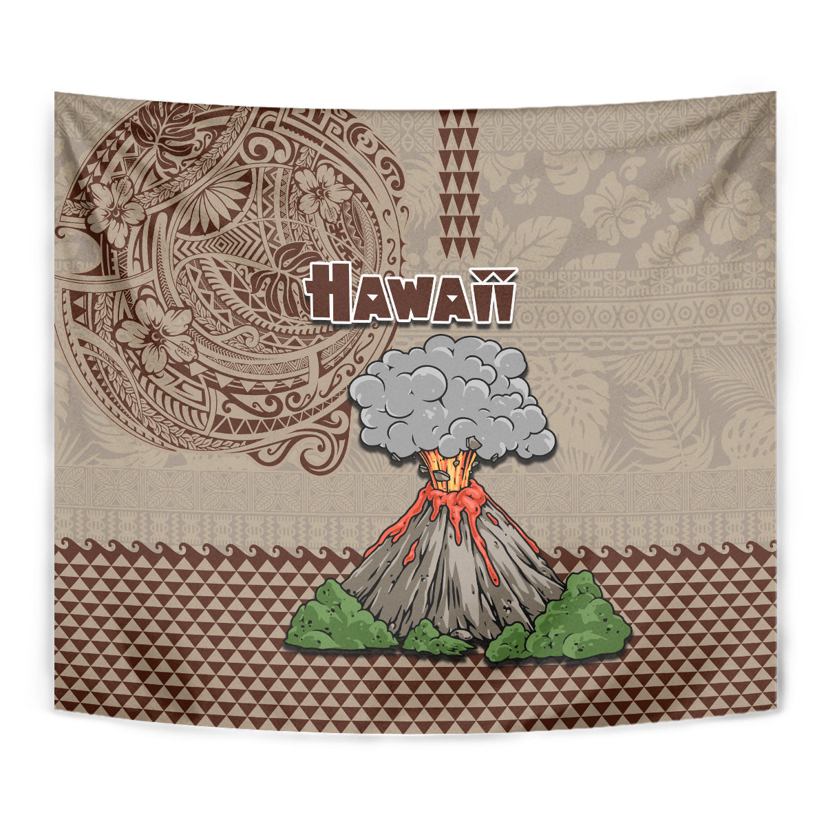 Hawaii Tapestry Aloha Volcano Mix Kakau Hawaiian Tribal LT03 - Polynesian Pride