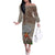 Aloha Volcano Custom Family Matching Off Shoulder Long Sleeve Dress and Hawaiian Shirt Mix Hawaiian Kakau Tribal LT03 Mom's Dress Beige - Polynesian Pride