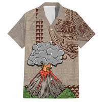 Aloha Volcano Custom Family Matching Summer Maxi Dress and Hawaiian Shirt Mix Hawaiian Kakau Tribal LT03 Dad's Shirt - Short Sleeve Beige - Polynesian Pride