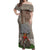 Aloha Volcano Custom Off Shoulder Maxi Dress Mix Hawaiian Kakau Tribal LT03 Women Beige - Polynesian Pride