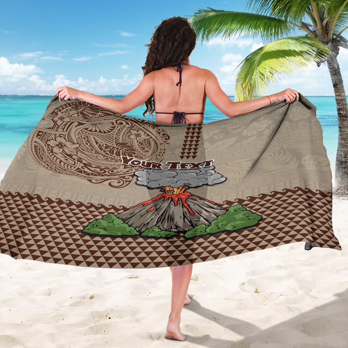 Aloha Volcano Custom Sarong Mix Hawaiian Kakau Tribal LT03 - Polynesian Pride