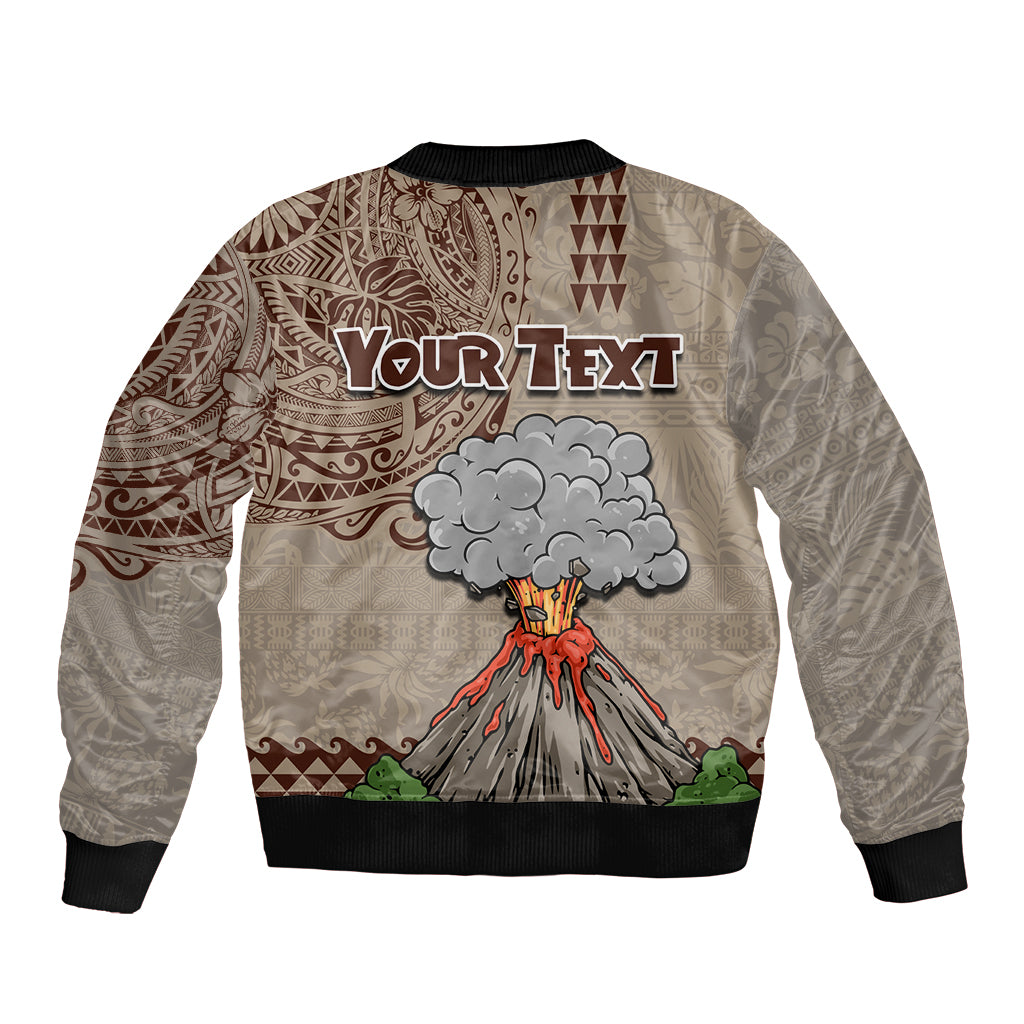 Aloha Volcano Custom Sleeve Zip Bomber Jacket Mix Hawaiian Kakau Tribal LT03 - Polynesian Pride