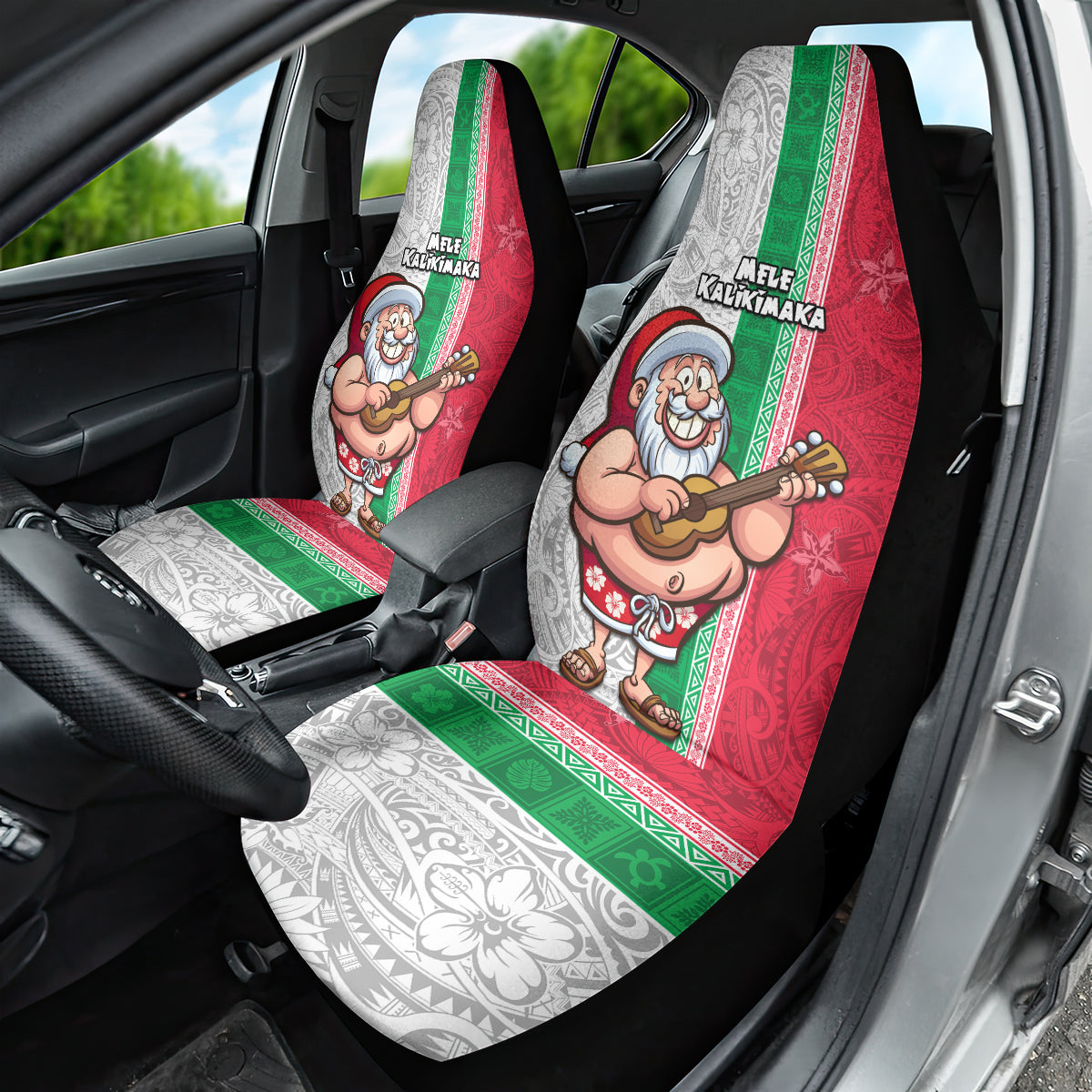 Hawaii Mele Kalikimaka Car Seat Cover Santa Playing Ukele Mix Kakau Pattern Xmas Style LT03 - Polynesian Pride