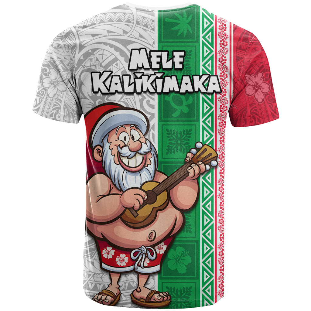 Hawaii Mele Kalikimaka T Shirt Santa Playing Ukele Mix Kakau Pattern Xmas Style LT03 - Polynesian Pride