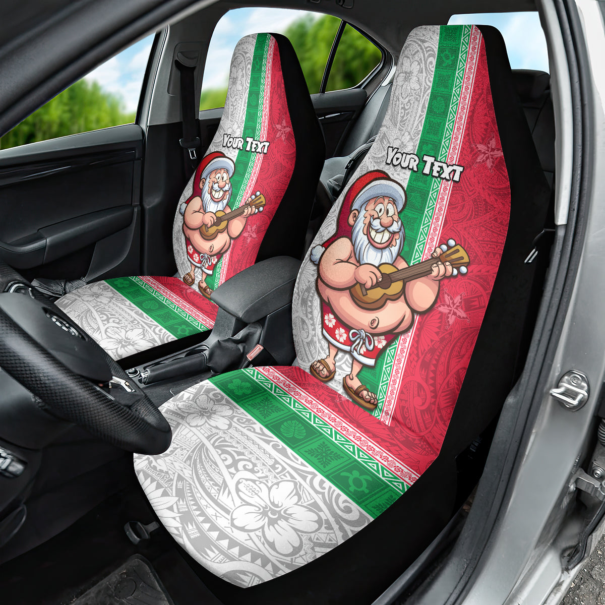 Custom Hawaii Mele Kalikimaka Car Seat Cover Santa Playing Ukele Mix Kakau Pattern Xmas Style LT03 - Polynesian Pride