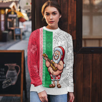 Custom Hawaii Mele Kalikimaka Ugly Christmas Sweater Santa Playing Ukele Mix Kakau Pattern Xmas Style LT03 - Polynesian Pride