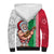 Custom Hawaii Mele Kalikimaka Sherpa Hoodie Santa Playing Ukele Mix Kakau Pattern Xmas Style LT03 - Polynesian Pride