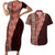 Tonga Fonulei and Ngatu Pattern Couples Matching Short Sleeve Bodycon Dress and Hawaiian Shirt LT03 Red - Polynesian Pride