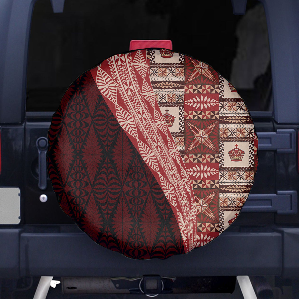 Tonga Fonulei and Ngatu Pattern Spare Tire Cover LT03 - Polynesian Pride