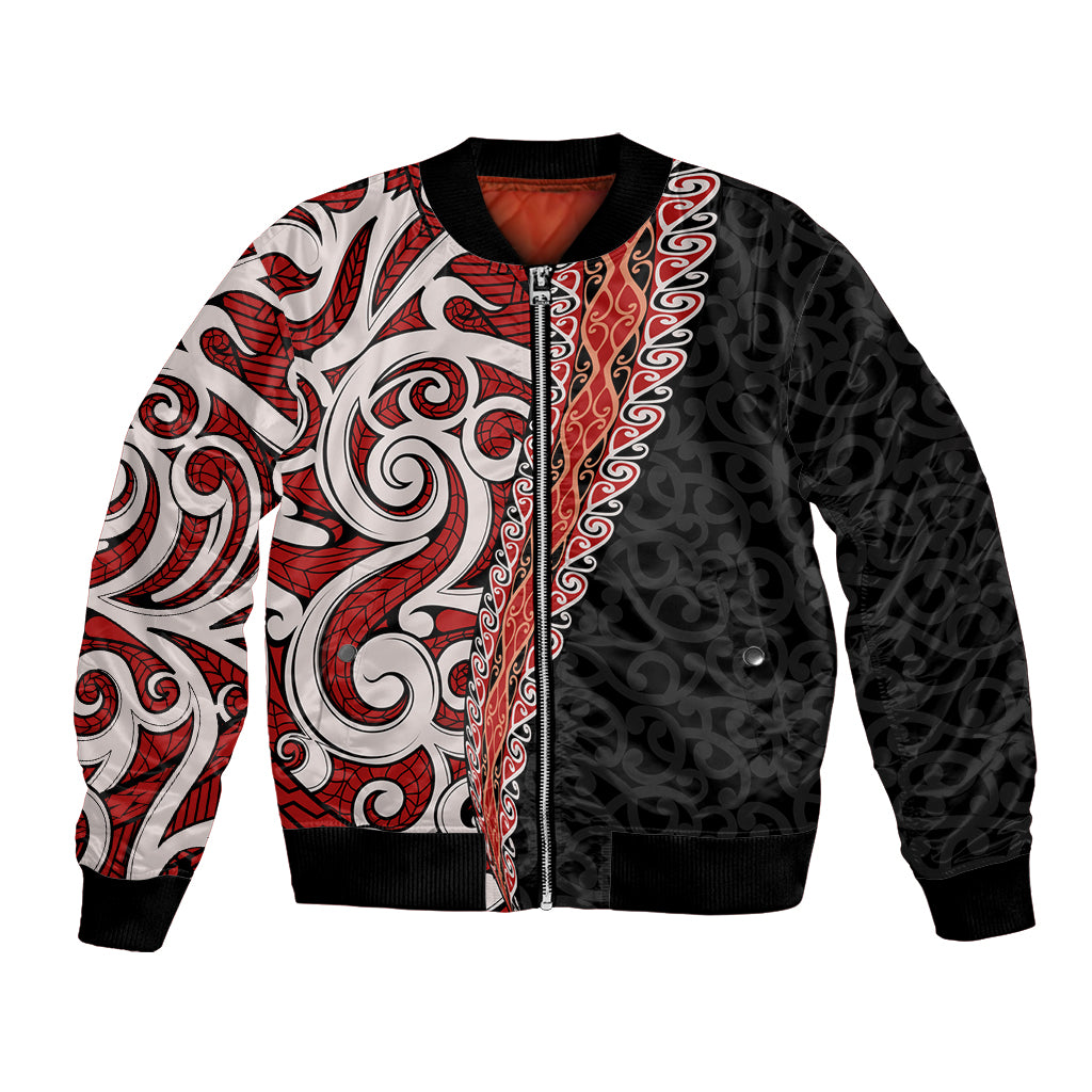 New Zealand Maori Stylized Koru Bomber Jacket LT03 Unisex Red - Polynesian Pride
