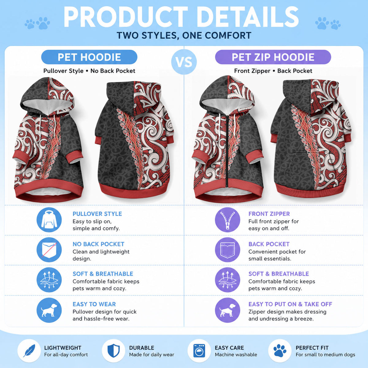 New Zealand Maori Stylized Koru Pet Hoodie