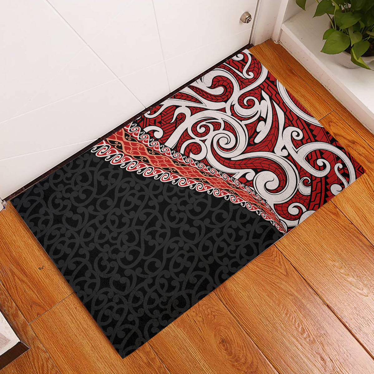 New Zealand Maori Stylized Koru Rubber Doormat LT03 Red - Polynesian Pride