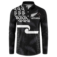 New Zealand Rugby Custom Button Sweatshirt The Champions Aotearoa LT03 Black - Polynesian Pride