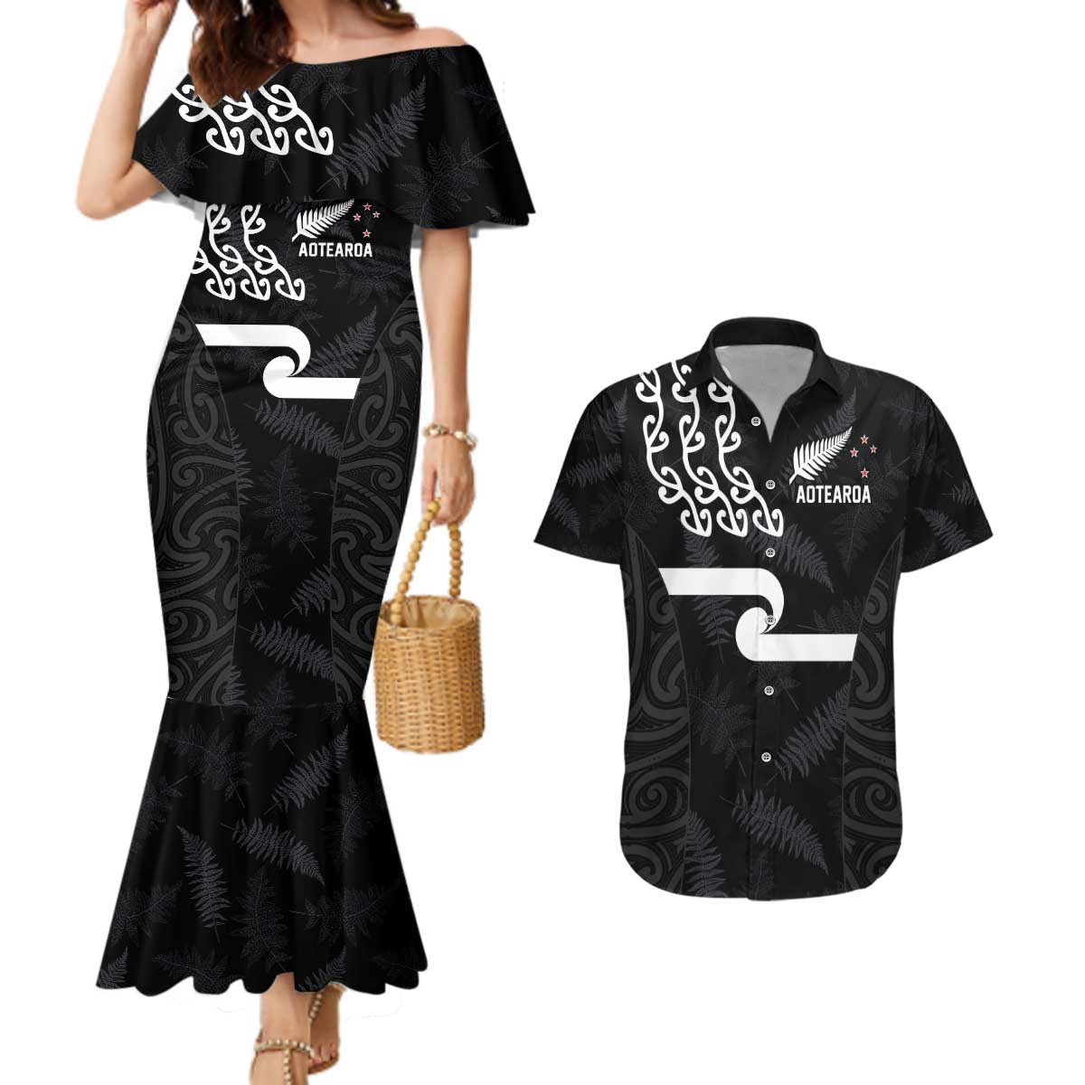 New Zealand Rugby Custom Couples Matching Mermaid Dress and Hawaiian Shirt The Champions Aotearoa