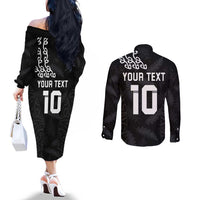 New Zealand Rugby Custom Couples Matching Off The Shoulder Long Sleeve Dress and Long Sleeve Button Shirt The Champions Aotearoa