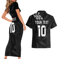 New Zealand Rugby Custom Couples Matching Short Sleeve Bodycon Dress and Hawaiian Shirt The Champions Aotearoa LT03 - Polynesian Pride