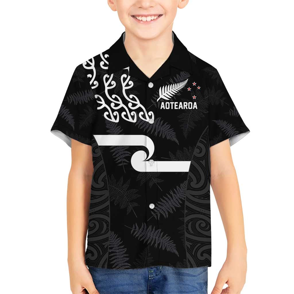 New Zealand Rugby Custom Family Matching Off Shoulder Maxi Dress and Hawaiian Shirt The Champions Aotearoa LT03 Son's Shirt Black - Polynesian Pride
