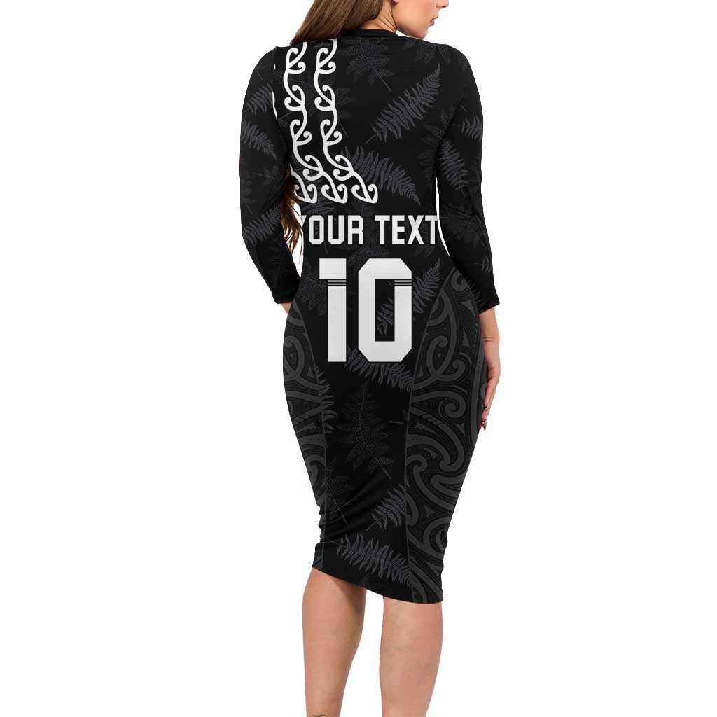 New Zealand Rugby Custom Long Sleeve Bodycon Dress The Champions Aotearoa LT03 - Polynesian Pride