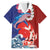 Hawaiian and Japanese Together Family Matching Off The Shoulder Long Sleeve Dress and Hawaiian Shirt The Whale and Koi Fish with Hinomaru and Lei