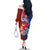 Hawaiian and Japanese Together Family Matching Off The Shoulder Long Sleeve Dress and Hawaiian Shirt The Whale and Koi Fish with Hinomaru and Lei
