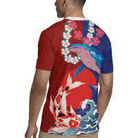 Hawaiian and Japanese Together Rugby Jersey The Whale and Koi Fish with Hinomaru and Lei LT03 - Polynesian Pride