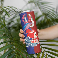 Hawaiian and Japanese Together Skinny Tumbler The Whale and Koi Fish with Hinomaru and Lei