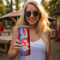 Hawaiian and Japanese Together Skinny Tumbler The Whale and Koi Fish with Hinomaru and Lei