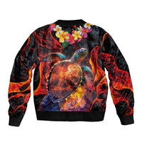 Hawaiian Turtle with Volcanic Eruption Bomber Jacket Hibiscus Lei and Lava Flow an Abstract Texture LT03 - Polynesian Pride