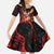 Hawaiian Turtle with Volcanic Eruption Family Matching Off The Shoulder Long Sleeve Dress and Hawaiian Shirt Hibiscus Lei and Lava Flow an Abstract Texture