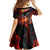 Hawaiian Turtle with Volcanic Eruption Family Matching Off The Shoulder Long Sleeve Dress and Hawaiian Shirt Hibiscus Lei and Lava Flow an Abstract Texture