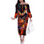 Hawaiian Turtle with Volcanic Eruption Family Matching Off The Shoulder Long Sleeve Dress and Hawaiian Shirt Hibiscus Lei and Lava Flow an Abstract Texture