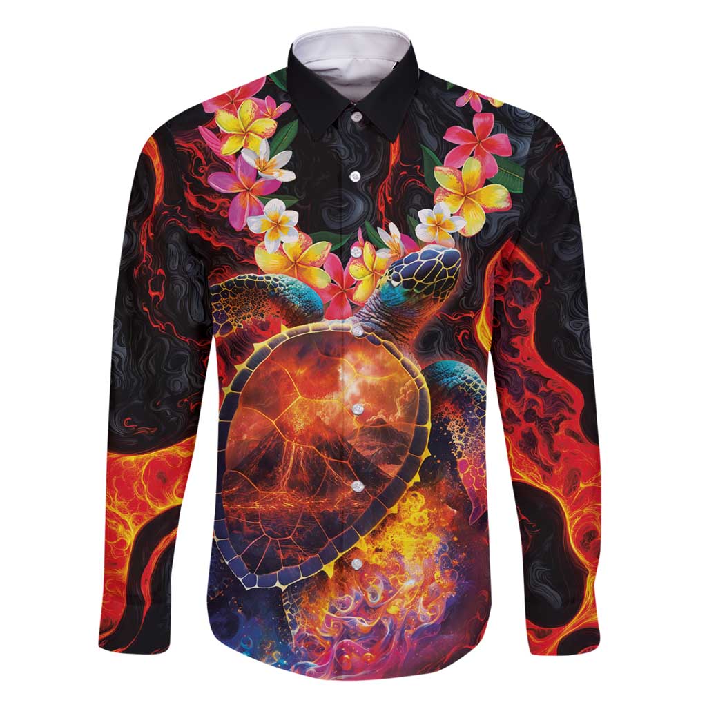 Hawaiian Turtle with Volcanic Eruption Family Matching Off Shoulder Maxi Dress and Hawaiian Shirt Hibiscus Lei and Lava Flow an Abstract Texture