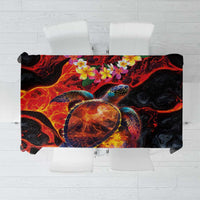Hawaiian Turtle with Volcanic Eruption Tablecloth Hibiscus Lei and Lava Flow an Abstract Texture LT03 Black - Polynesian Pride