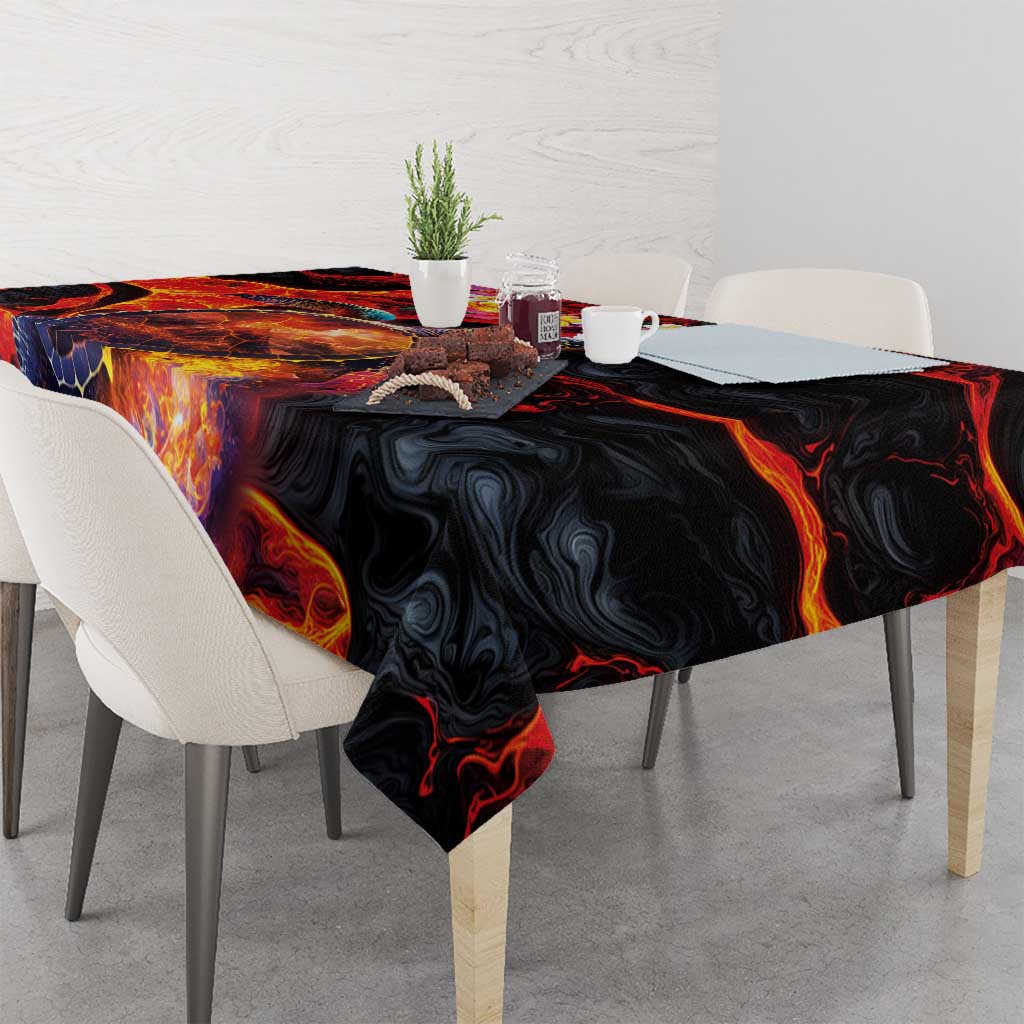 Hawaiian Turtle with Volcanic Eruption Tablecloth Hibiscus Lei and Lava Flow an Abstract Texture LT03 - Polynesian Pride