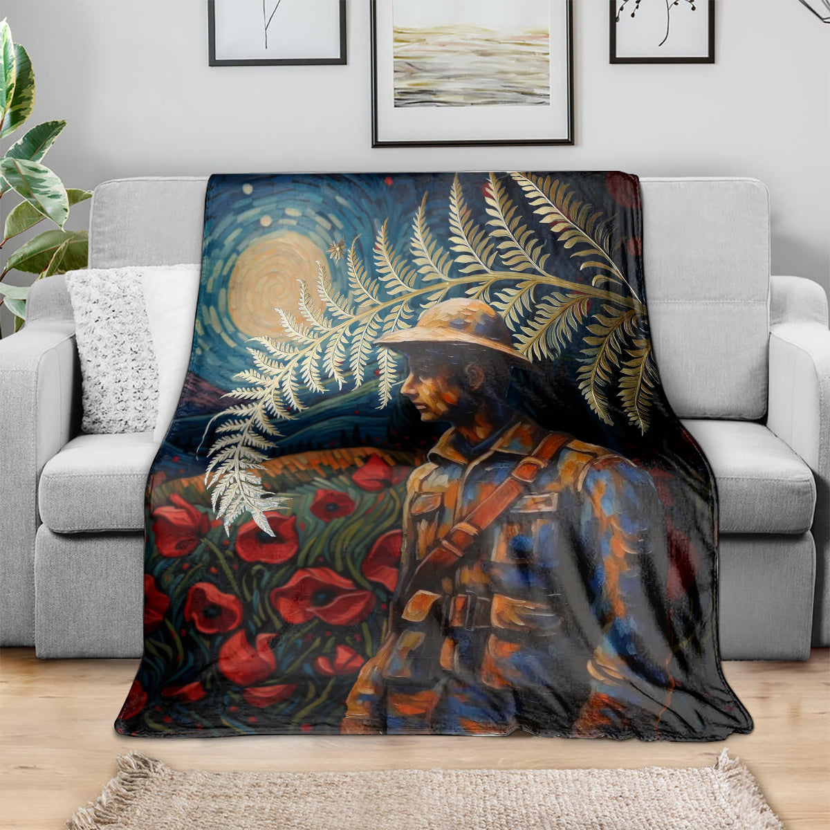 New Zealand Soldier ANZAC Day Blanket Silver Fern Starry Night Style LT03 - Polynesian Pride
