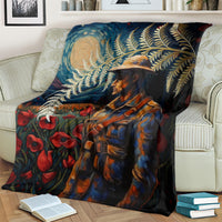 New Zealand Soldier ANZAC Day Blanket Silver Fern Starry Night Style LT03 - Polynesian Pride