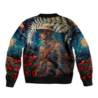 New Zealand Soldier ANZAC Day Bomber Jacket Silver Fern Starry Night Style LT03 - Polynesian Pride