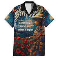 New Zealand Soldier ANZAC Day Family Matching Tank Maxi Dress and Hawaiian Shirt Silver Fern Starry Night Style LT03 Dad's Shirt - Short Sleeve Blue - Polynesian Pride
