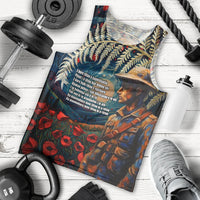 New Zealand Soldier ANZAC Day Men Tank Top Silver Fern Starry Night Style LT03 - Polynesian Pride