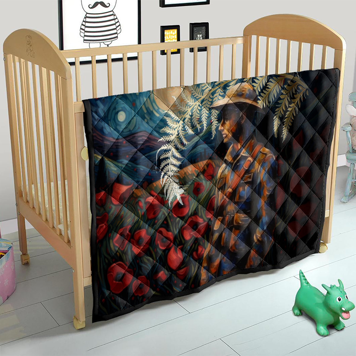 New Zealand Soldier ANZAC Day Quilt Silver Fern Starry Night Style LT03 - Polynesian Pride