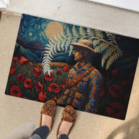 New Zealand Soldier ANZAC Day Rubber Doormat Silver Fern Starry Night Style LT03 - Polynesian Pride