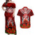 New Zealand ANZAC Waitangi Day Couples Matching Off Shoulder Maxi Dress and Hawaiian Shirt Hei Tiki and Soldier LT03 Red - Polynesian Pride