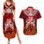 New Zealand ANZAC Waitangi Day Couples Matching Summer Maxi Dress and Hawaiian Shirt Hei Tiki and Soldier LT03 Red - Polynesian Pride